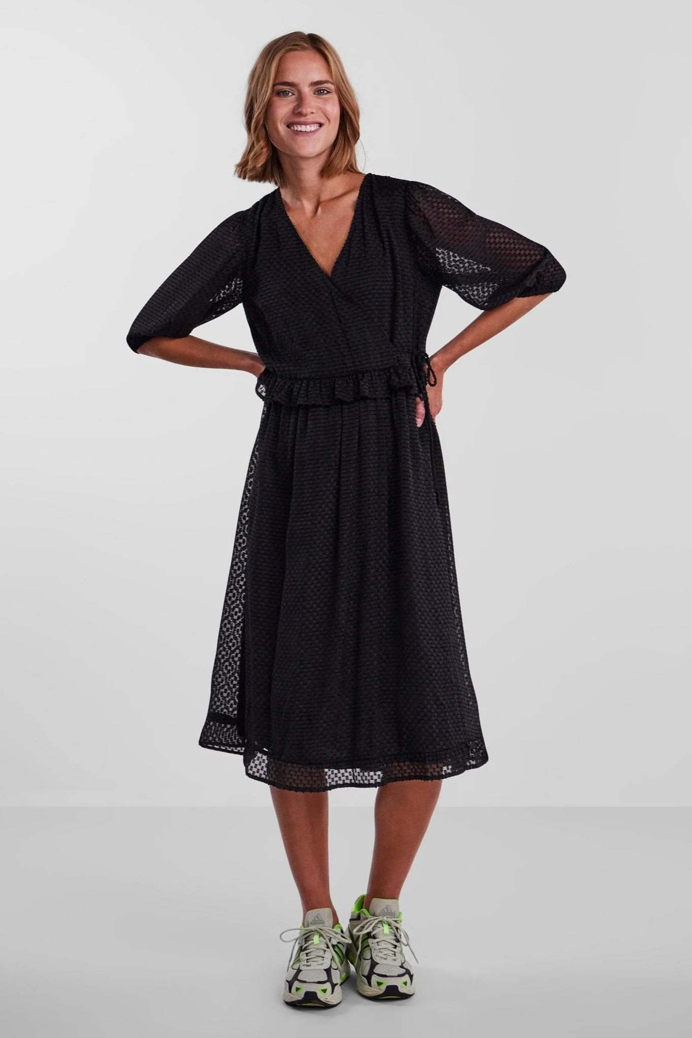 Agana Midi Kleid - schwarz