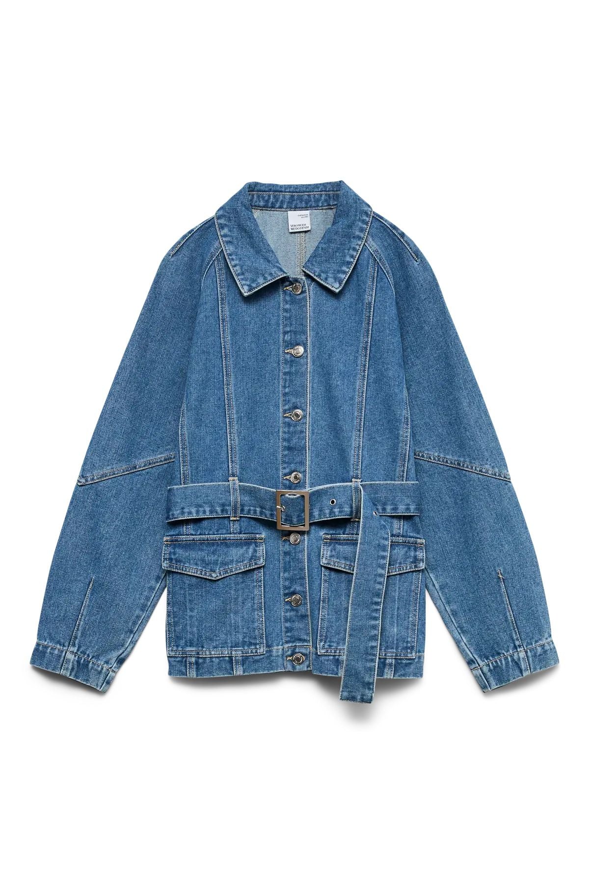 Agnes Belt Jeansjacke – Mittelblauer Denim