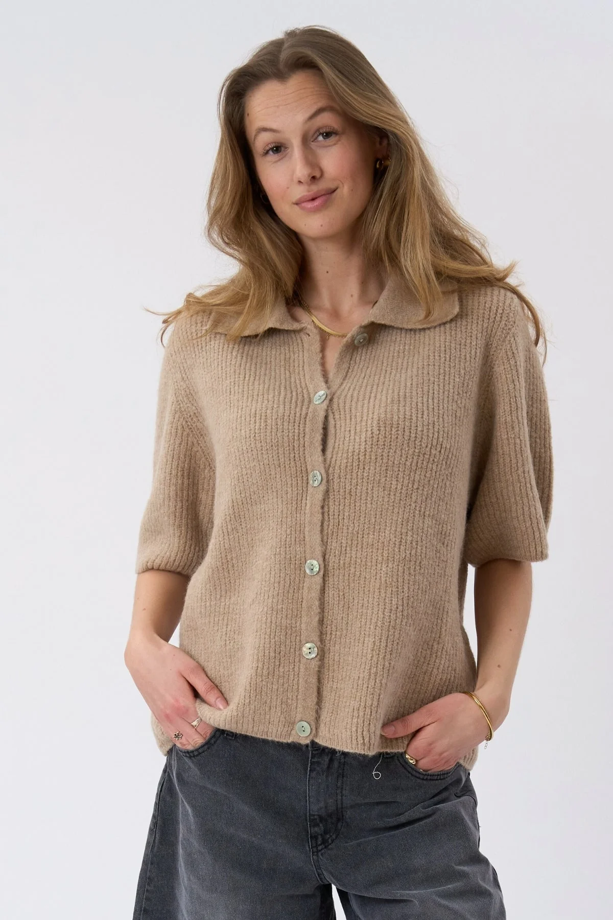 Alba Polo-Strick – Beige