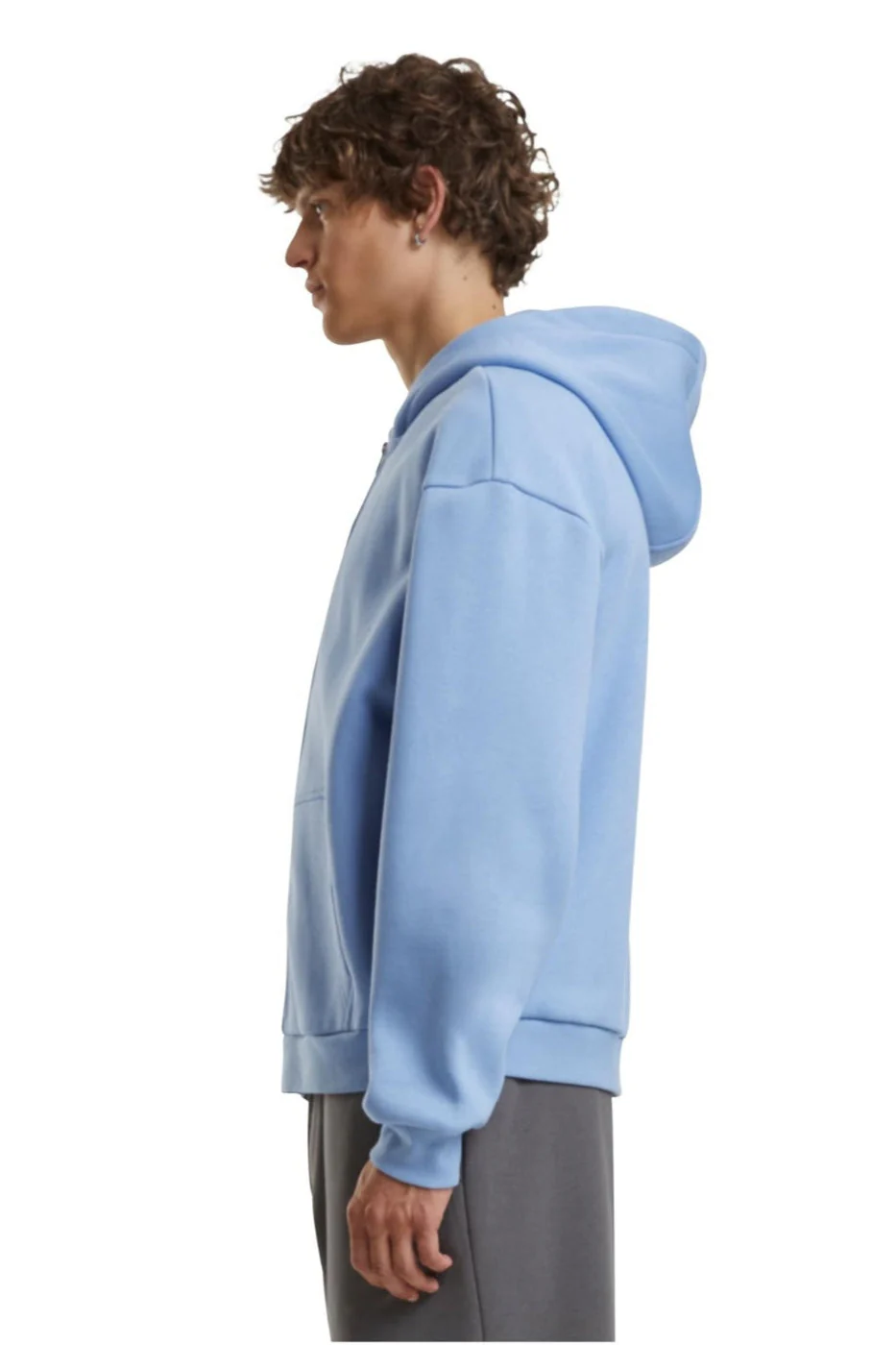 Alltags Reißverschluss Hoodie - Puderblau - Image 3