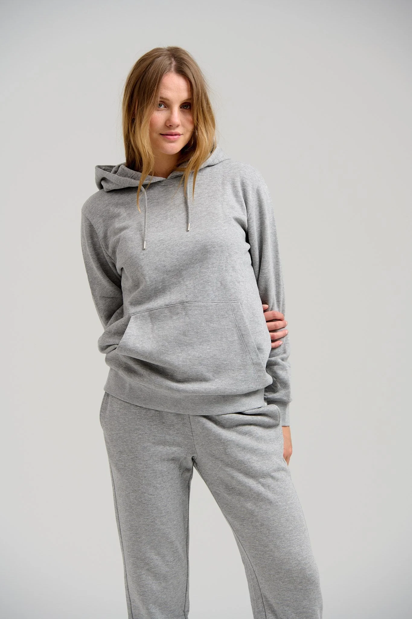 Basic Hoodie -Schweiß - hellgraue Melange