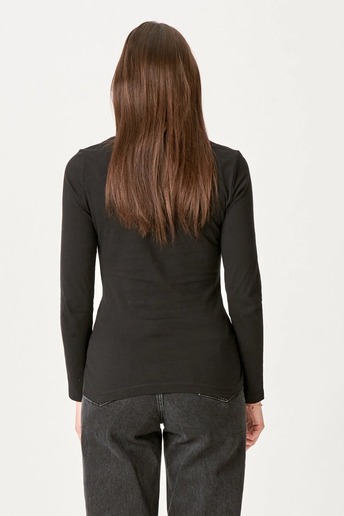 Basic Langarmes T-Shirt-Schwarz - Image 4