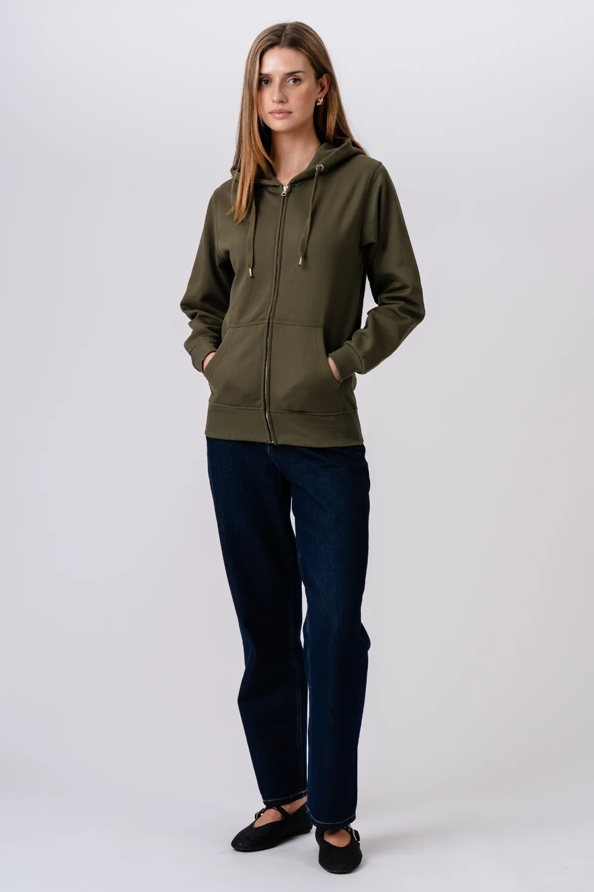 Basic Zip Hoodie - Armee - Image 2