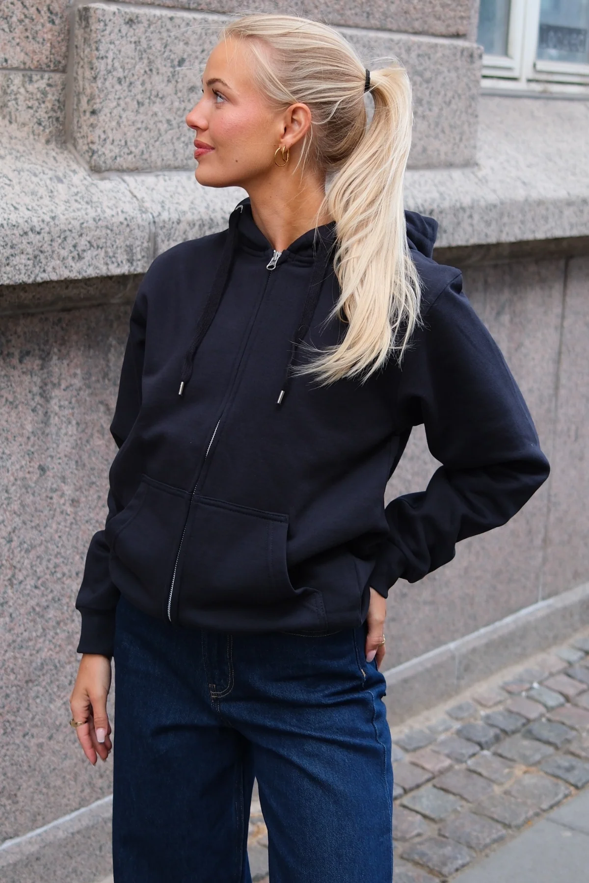 Basic Zip Hoodie - Dark Navy - Image 2