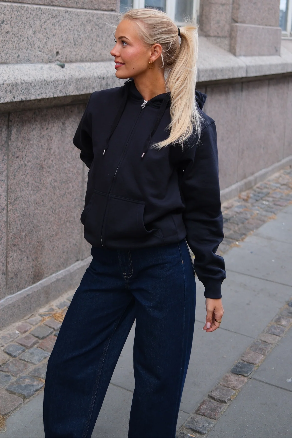 Basic Zip Hoodie - Dark Navy - Image 3