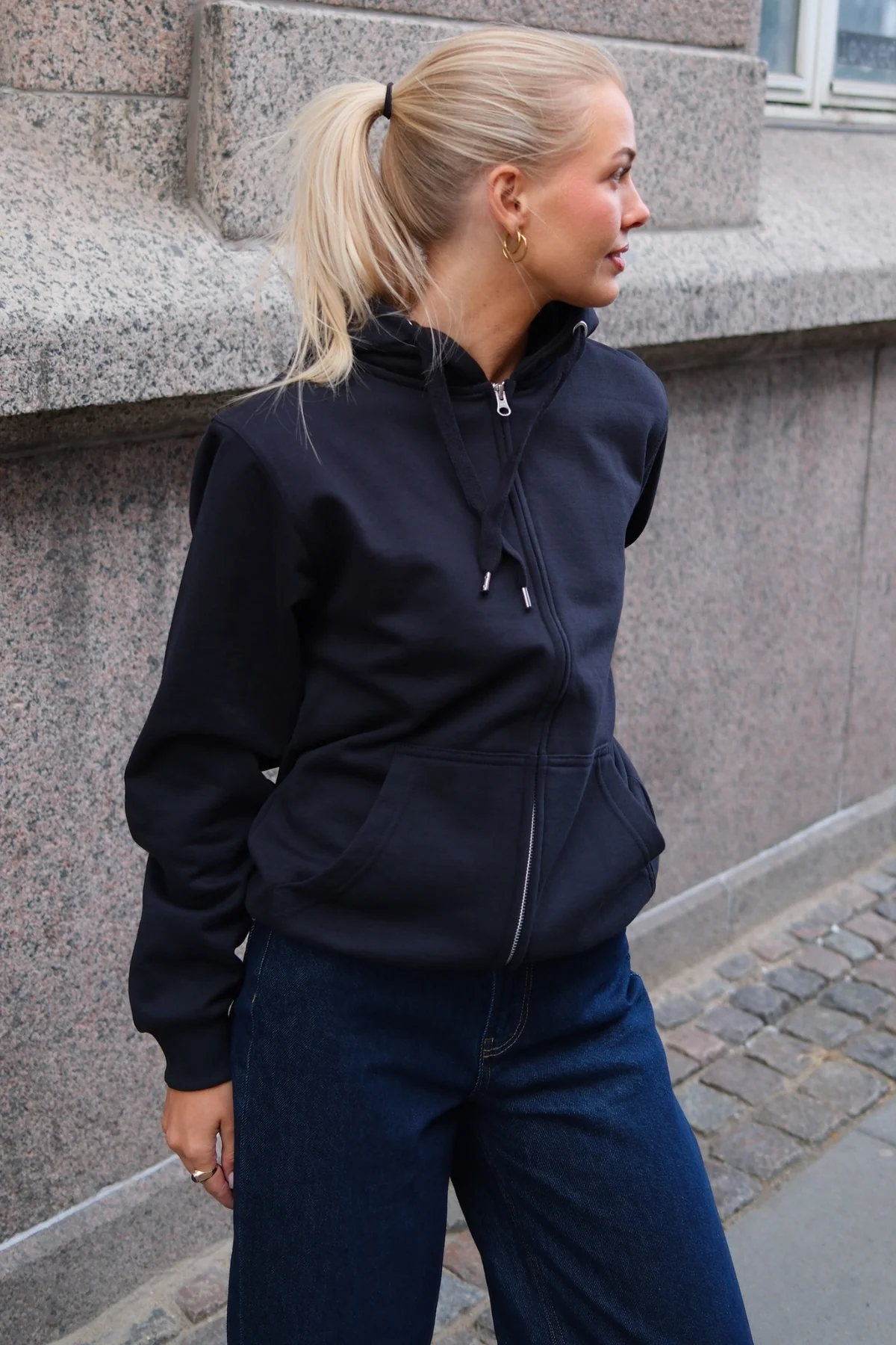 Basic Zip Hoodie - Dark Navy - Image 4