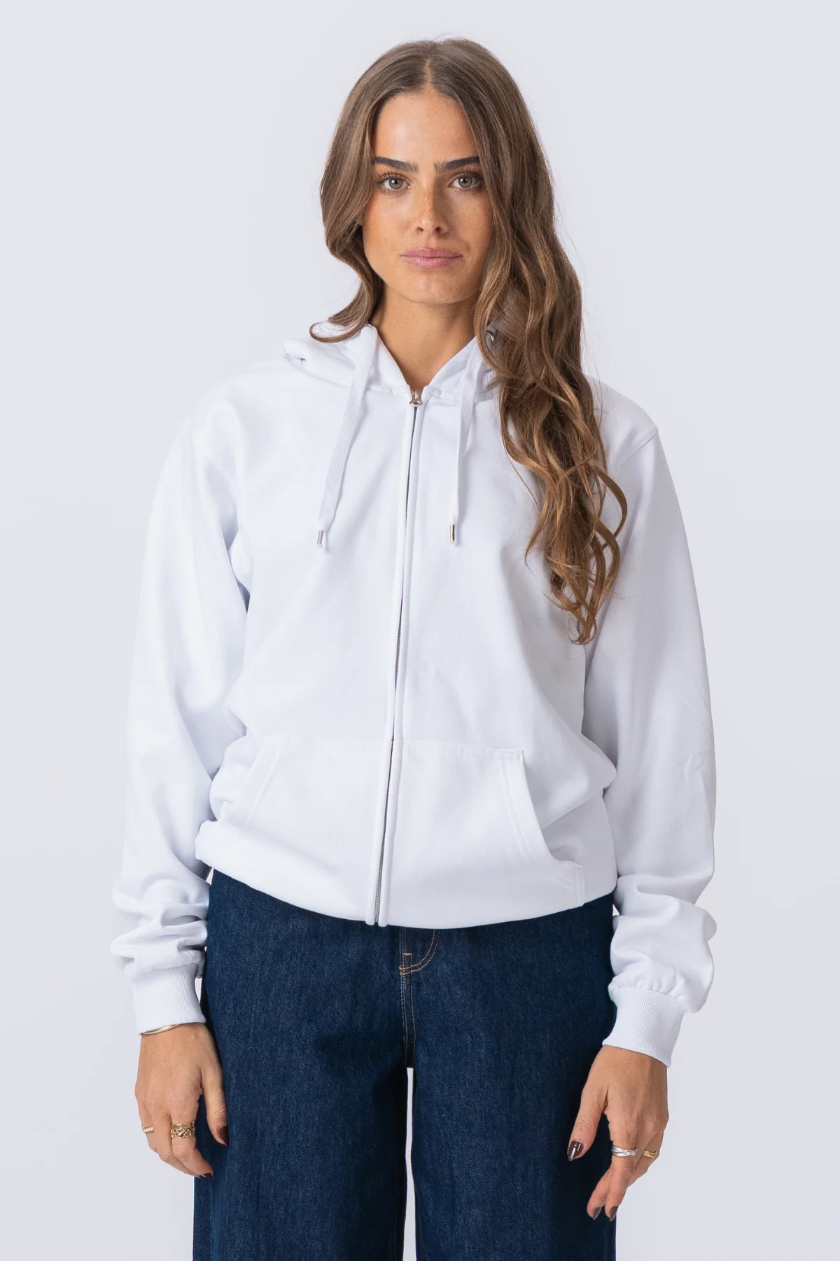 Basic Zip Hoodie - Weiß