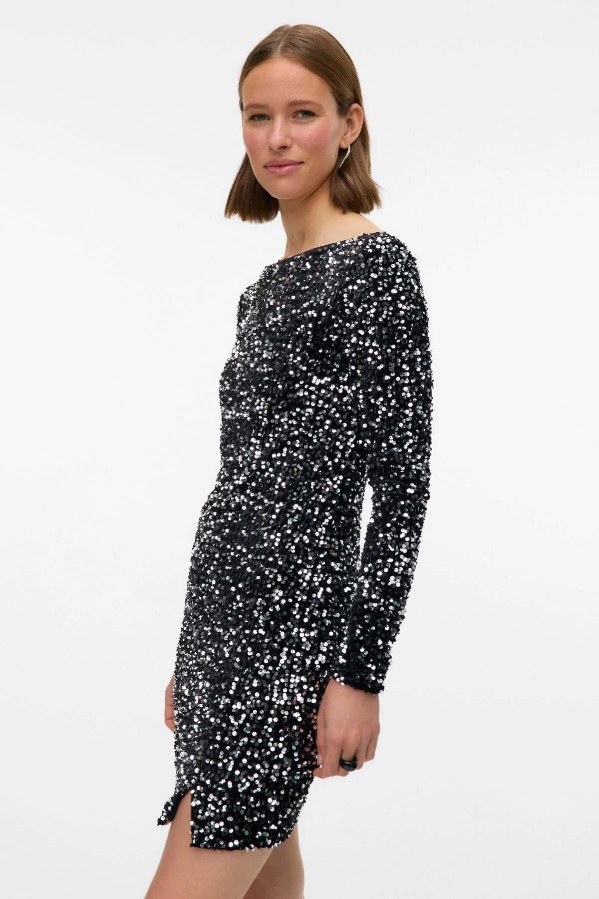 Bella kurzes Kleid - Schwarz Silber
