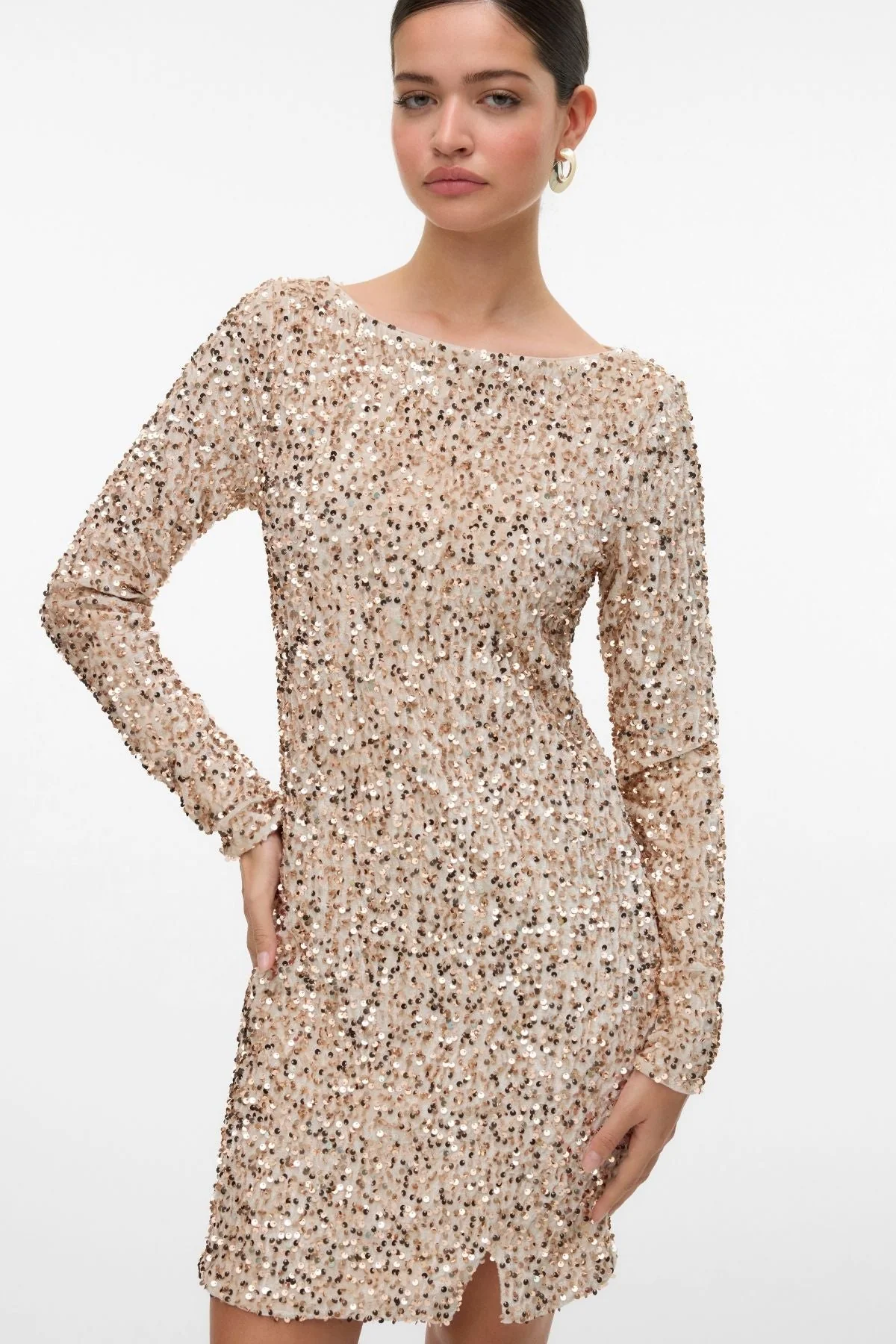 Bella Short Dress - Bimsstein -Champagner - Image 2