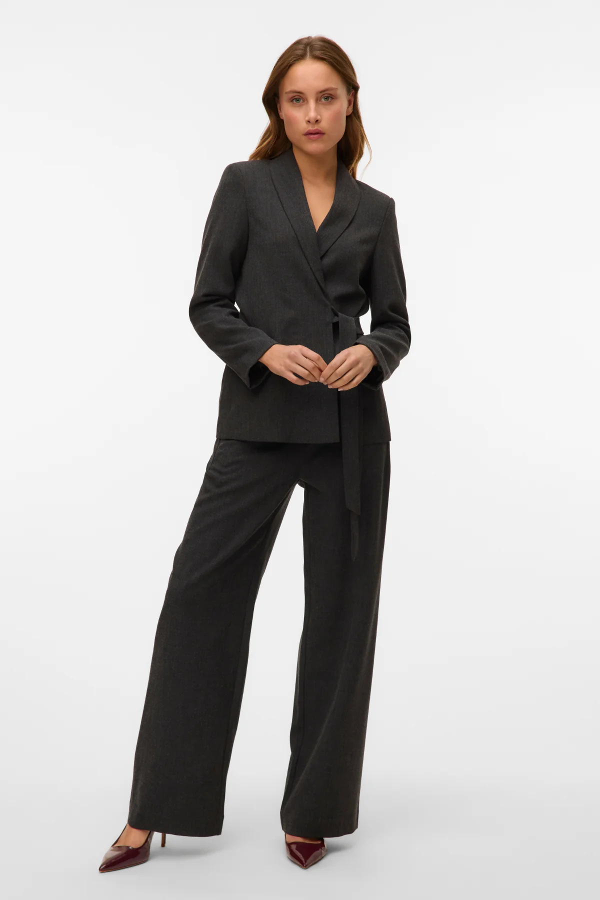 Bestie Wide Gurt Pant - dunkelgraue Melange