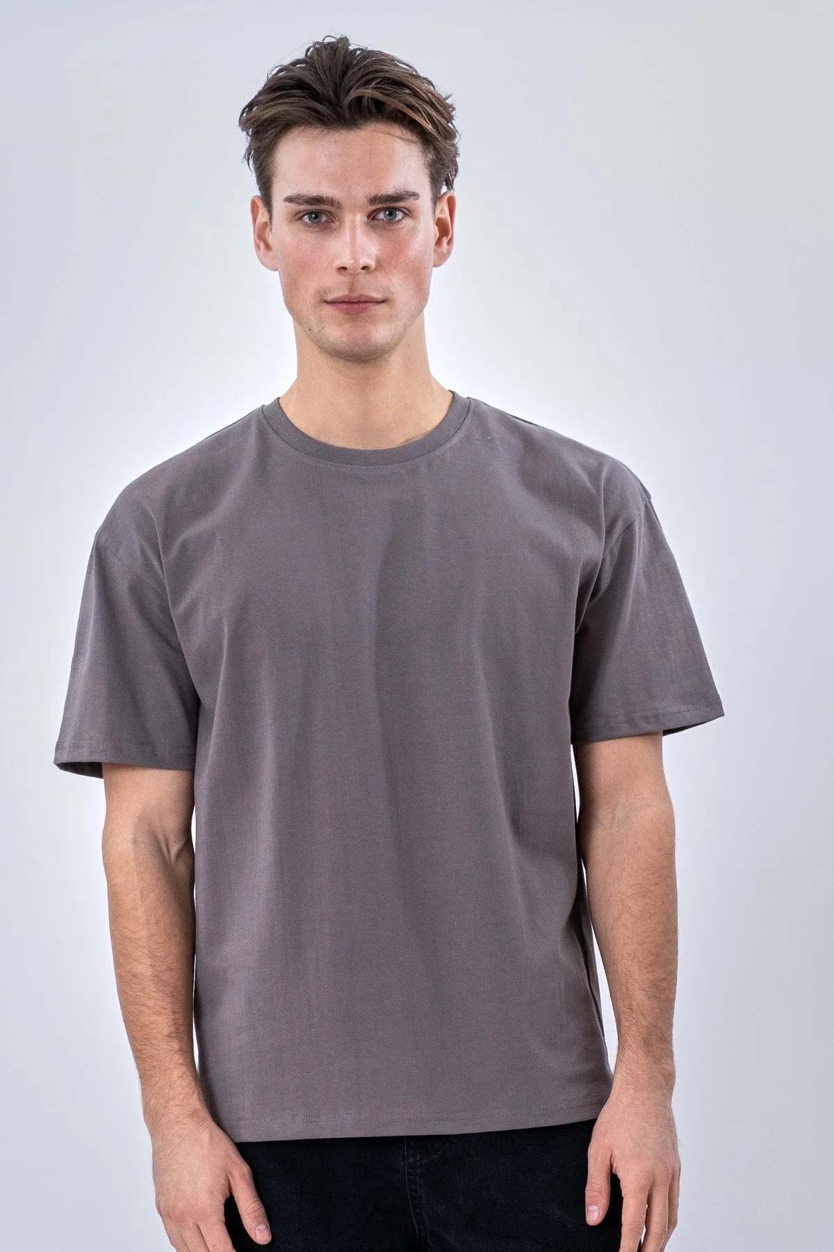 Kastenförmiges T-Shirt – Dunkelgrau