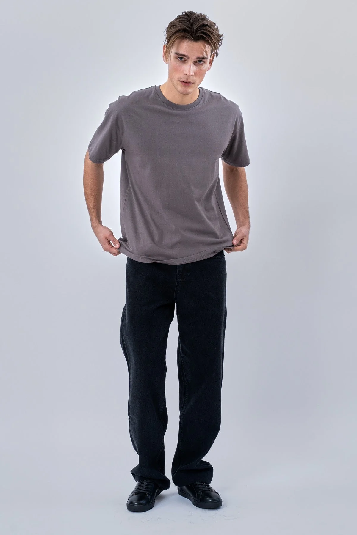 Kastenförmiges T-Shirt – Dunkelgrau - Image 3