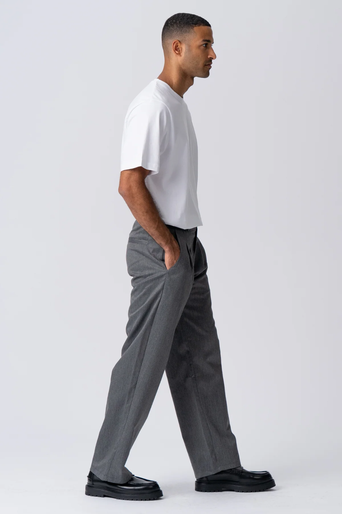 Plissee-weiter Anzug Pants - Hellgrau - Image 4