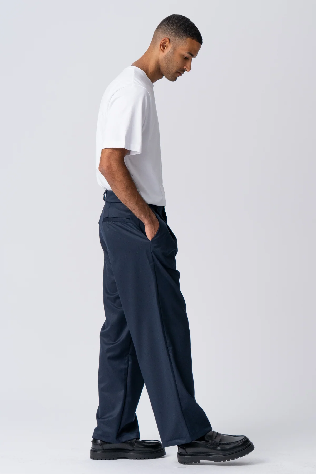 Plissee-weiter Anzug Pants - Marine - Image 3