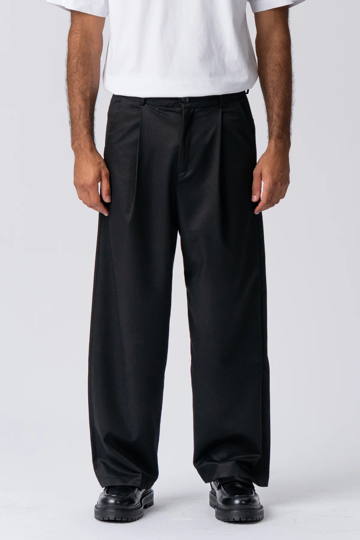 Plissee-weiter Anzug Pants - Schwarz