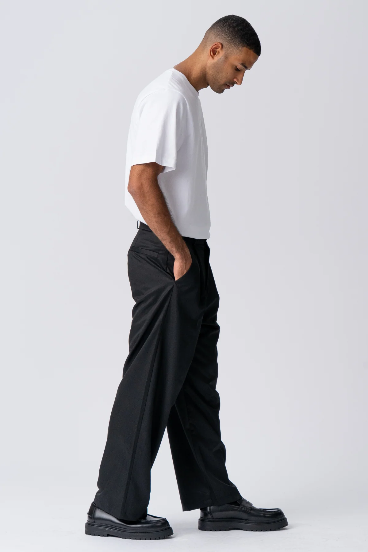 Plissee-weiter Anzug Pants - Schwarz - Image 3