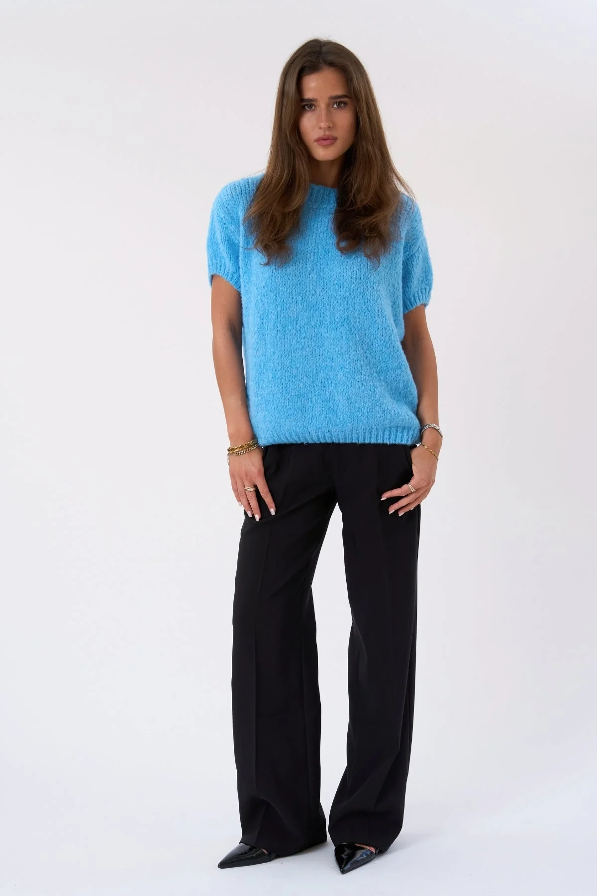 Chloe Kurzarmstrick – Hellblau - Image 2