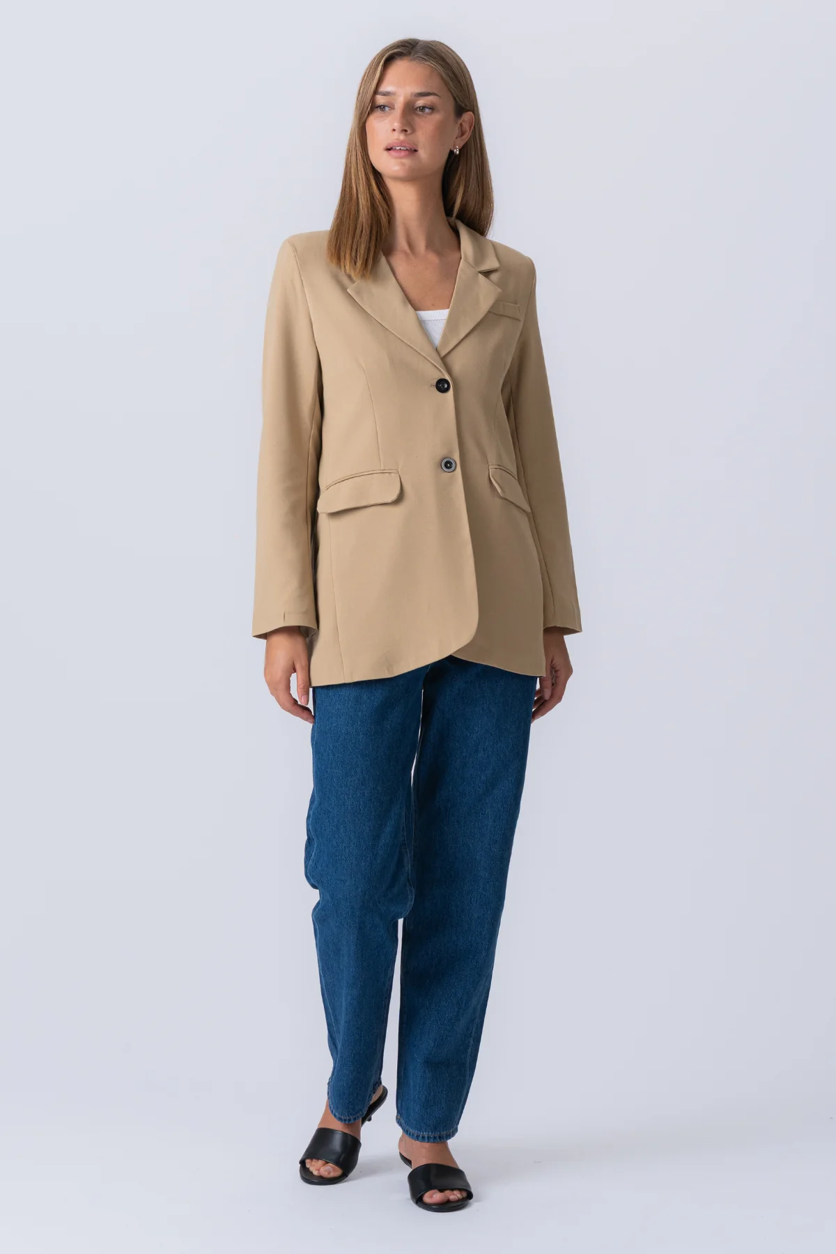 Claire Oversized Blazer - Beige - Image 4