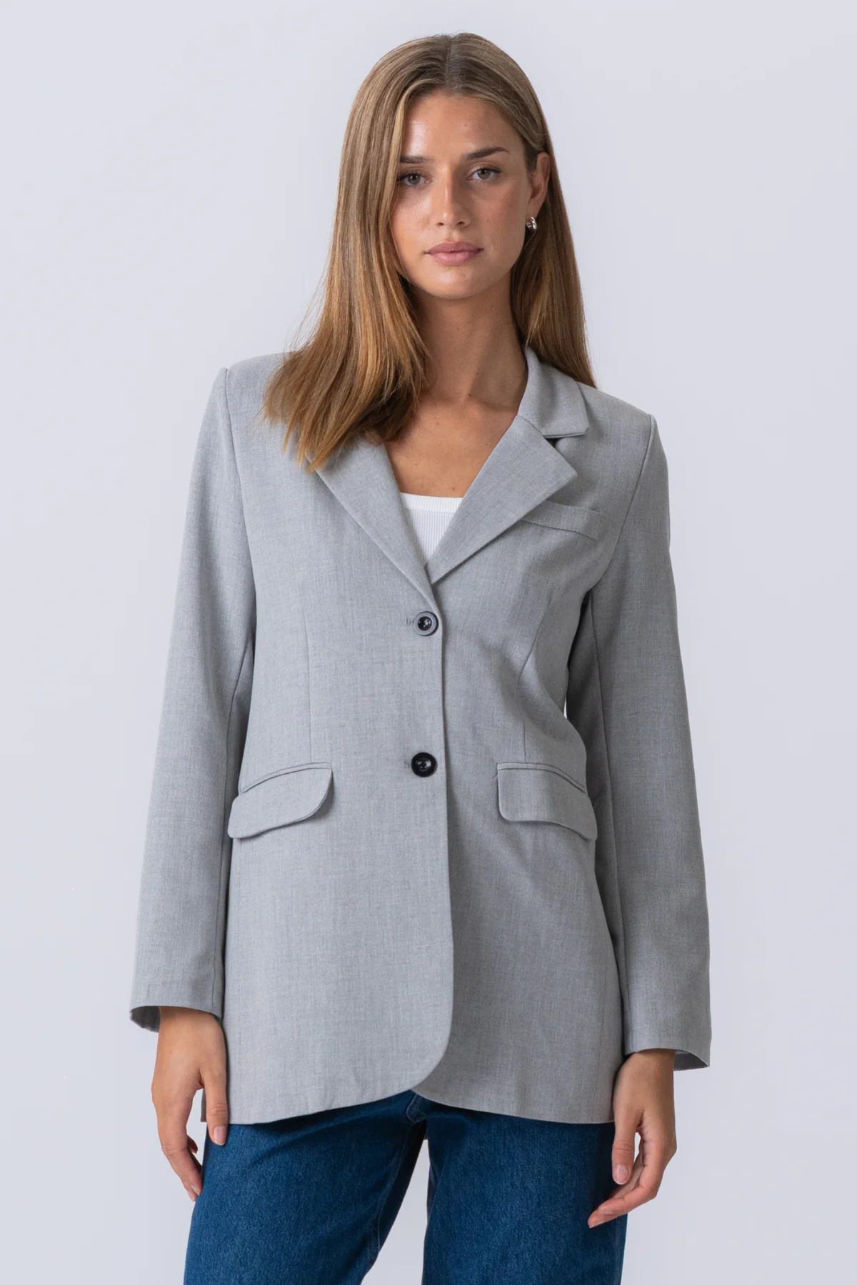 Claire Oversized Blazer - hellgrau