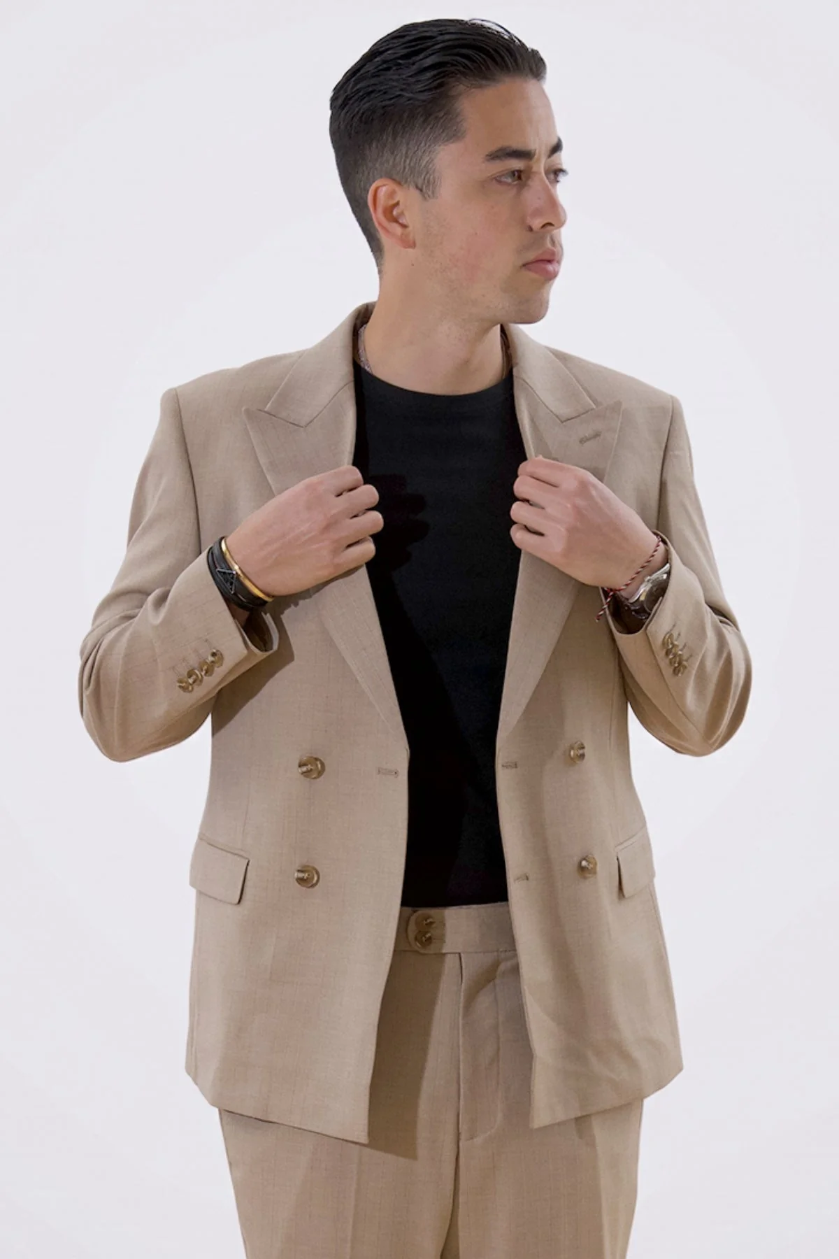 Klassischer Blazer – Beige Melange