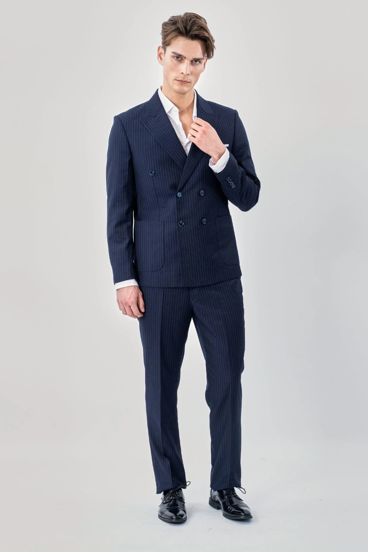 Klassisch Pants - Marineblauer Nadelstreifen - Image 2