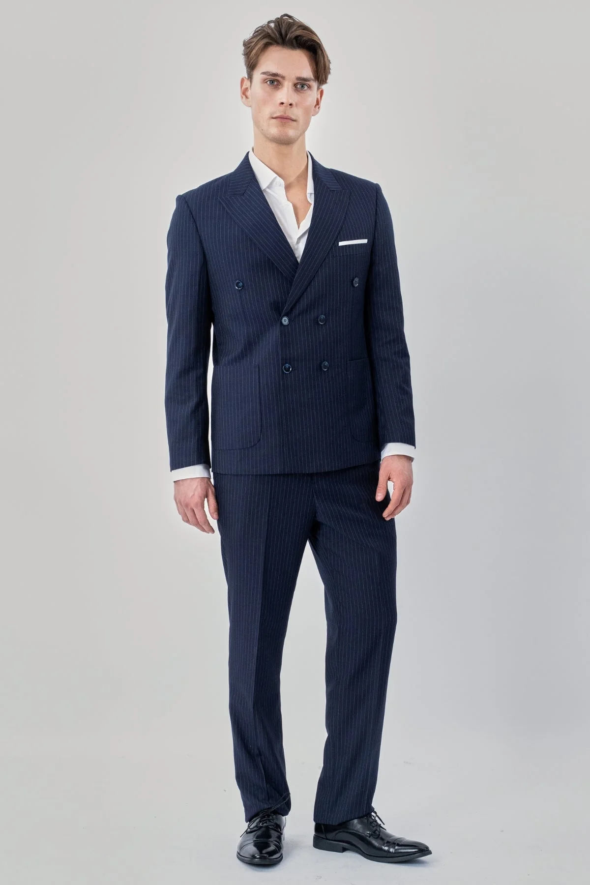 Klassisch Pants - Marineblauer Nadelstreifen - Image 3