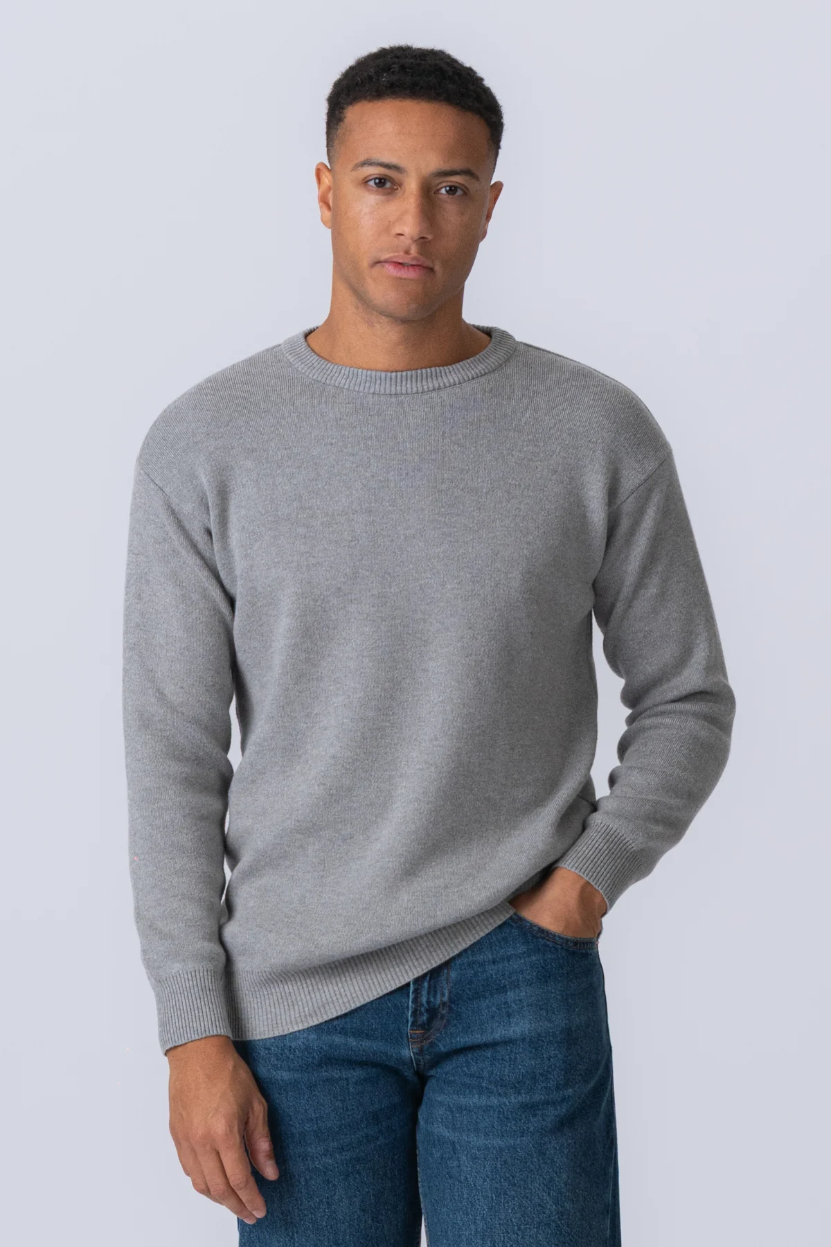 Crewneck -Strickpullover - hellgrau