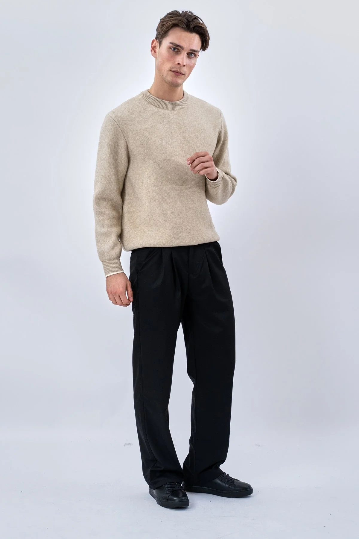 Pullover mit Rundhalsausschnitt – Beige - Image 3