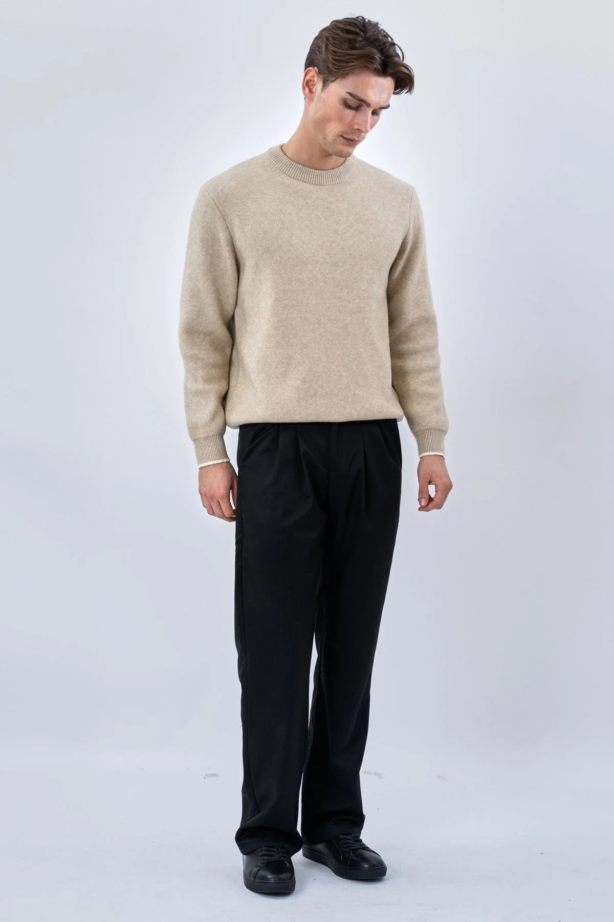 Pullover mit Rundhalsausschnitt – Beige - Image 4