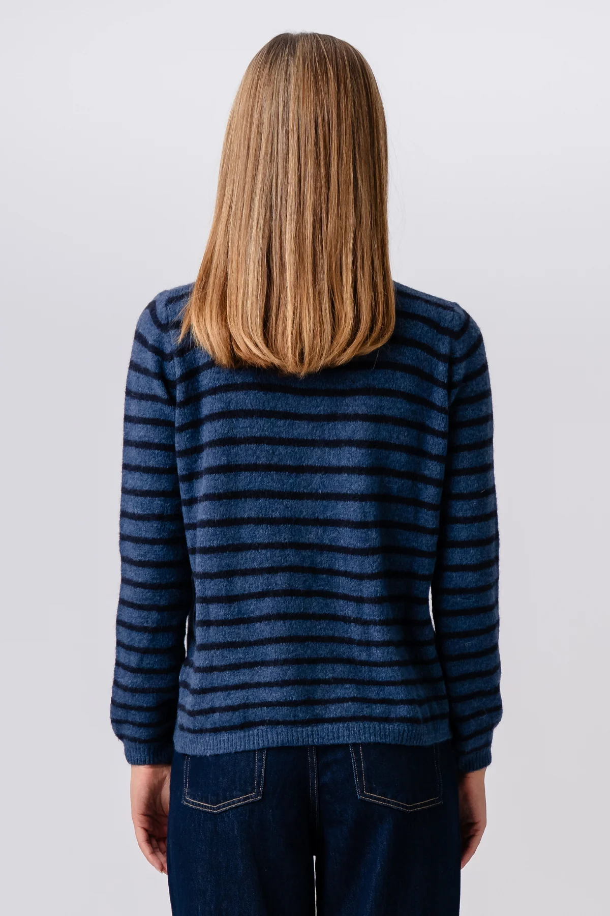 Gestreifter Crizette-Strick-Cardigan – Blau/Tiefblau - Image 6