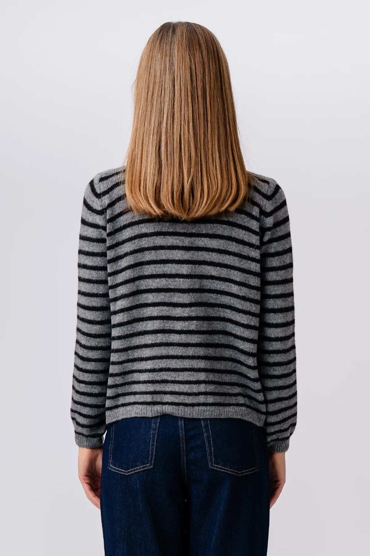 Gestreifter Crizette-Strick-Cardigan - Grau/Schwarz - Image 6