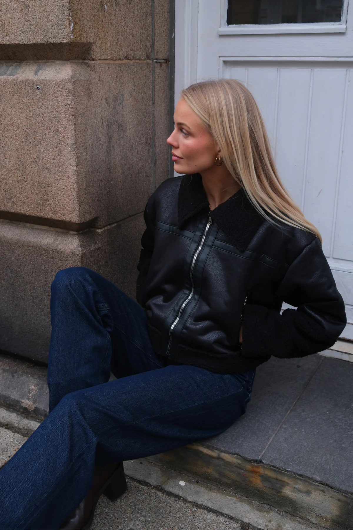 Daisy Shearling Jacke - Schwarz/Schwarz - Image 3