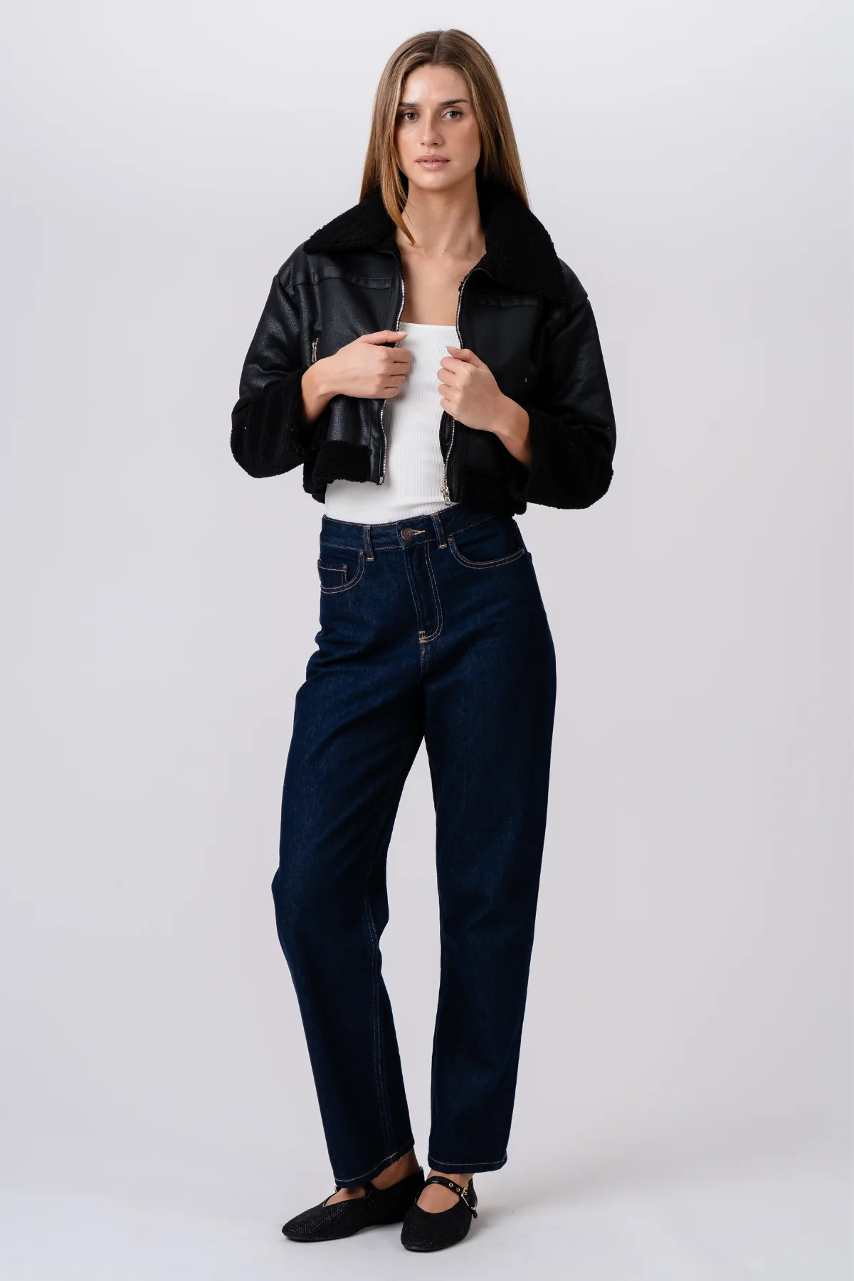 Daisy Shearling Jacke - Schwarz/Schwarz - Image 5