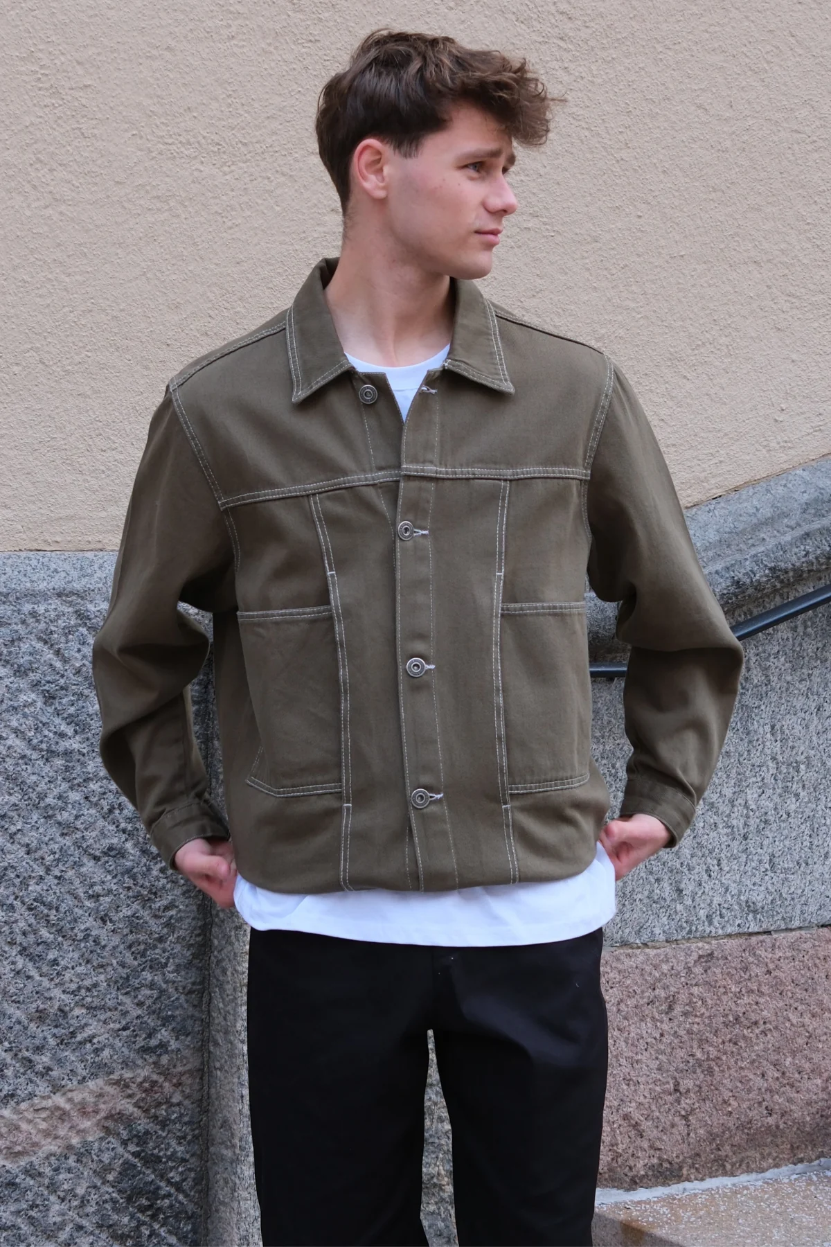 Jeansjacke – Khaki - Image 2