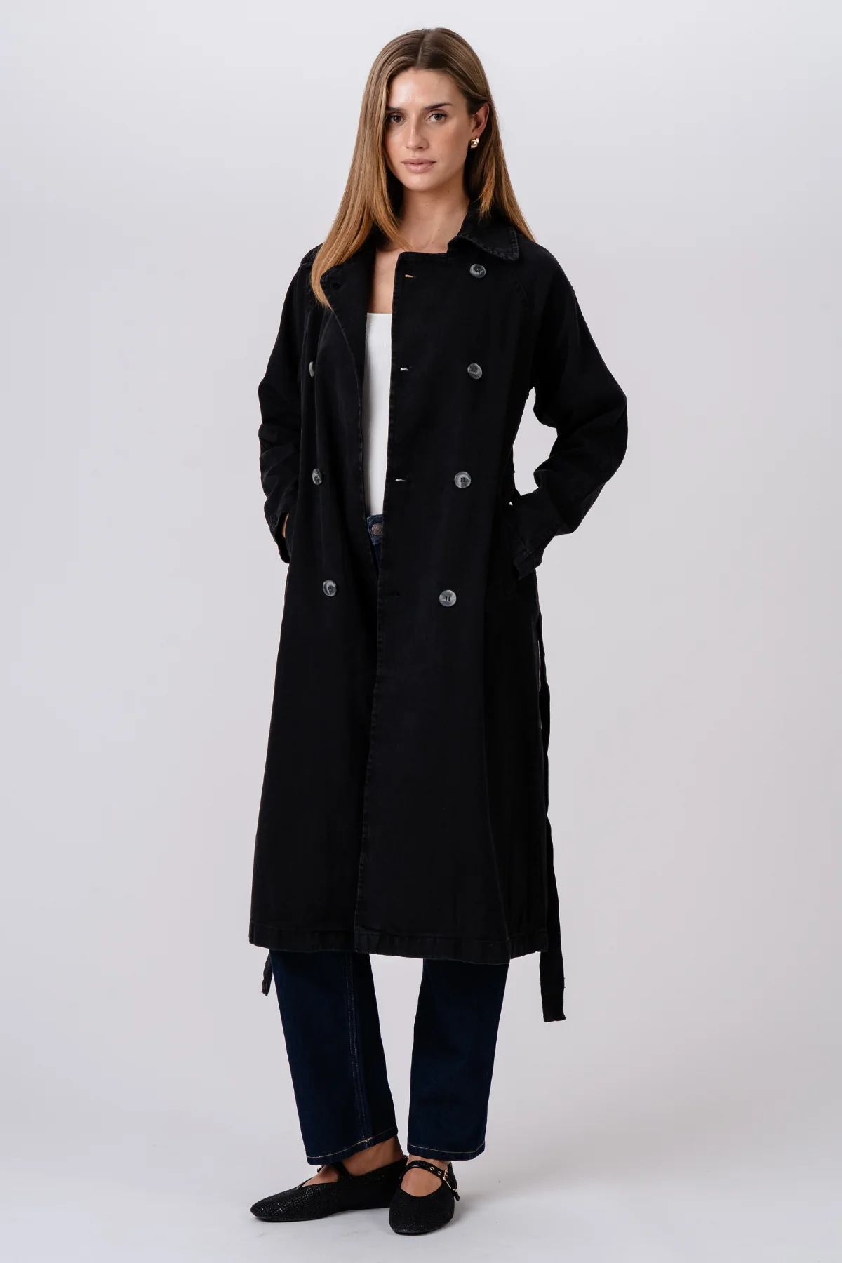 Denim Trenchcoat - Anthrazit - Image 5