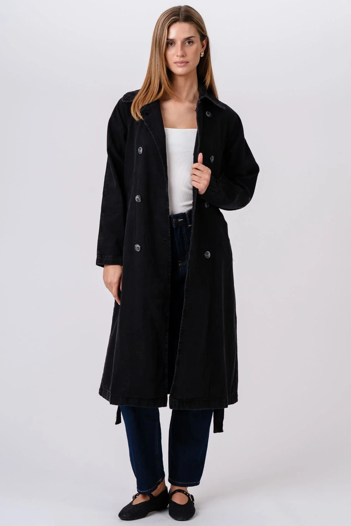 Denim Trenchcoat - dunkelblau