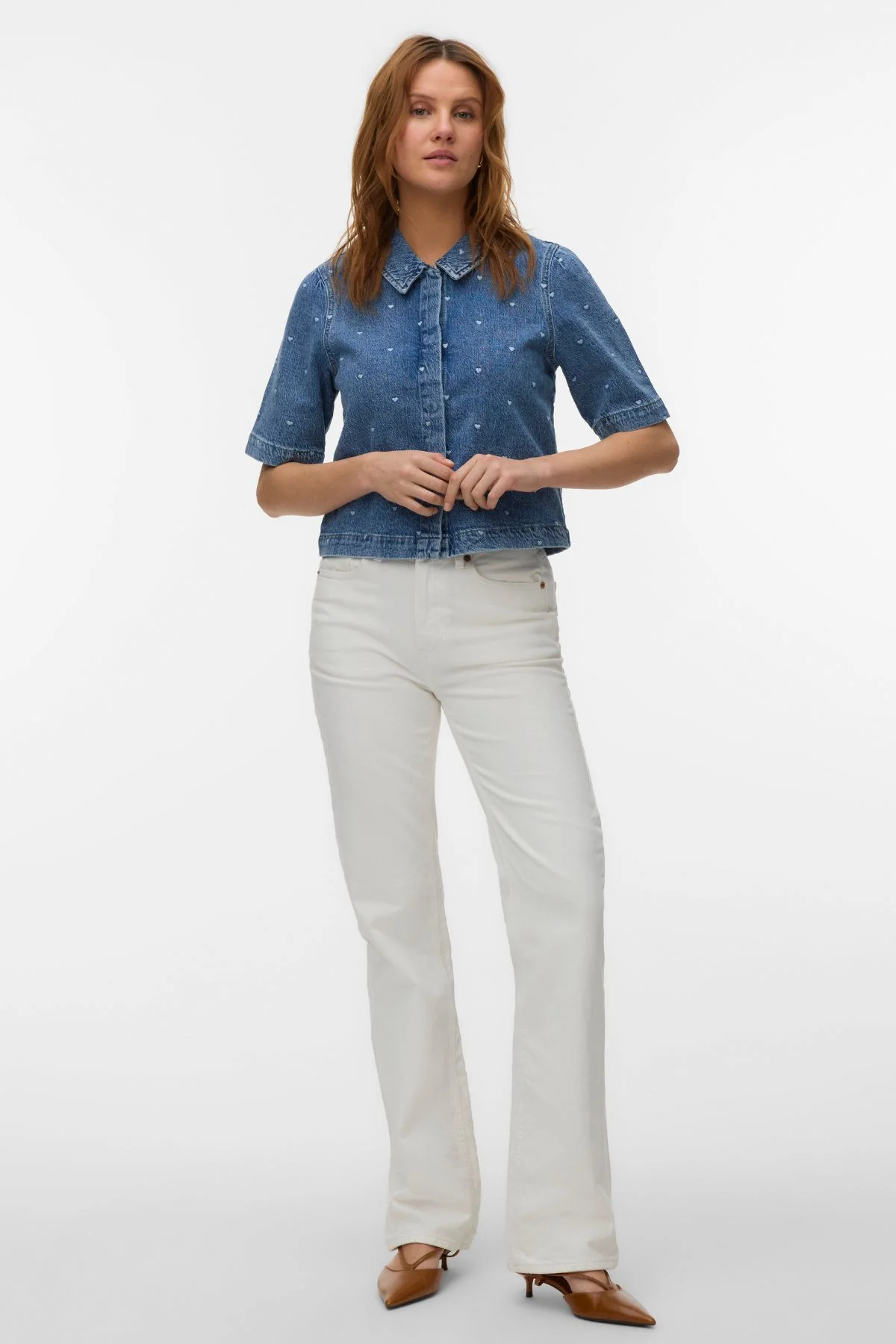 Dionne 2/4-Jeanshemd – Mittelblauer Denim – Herz - Image 2
