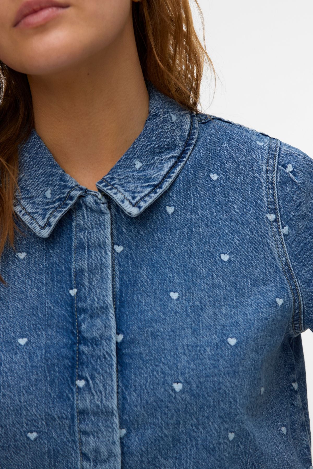 Dionne 2/4-Jeanshemd – Mittelblauer Denim – Herz - Image 4