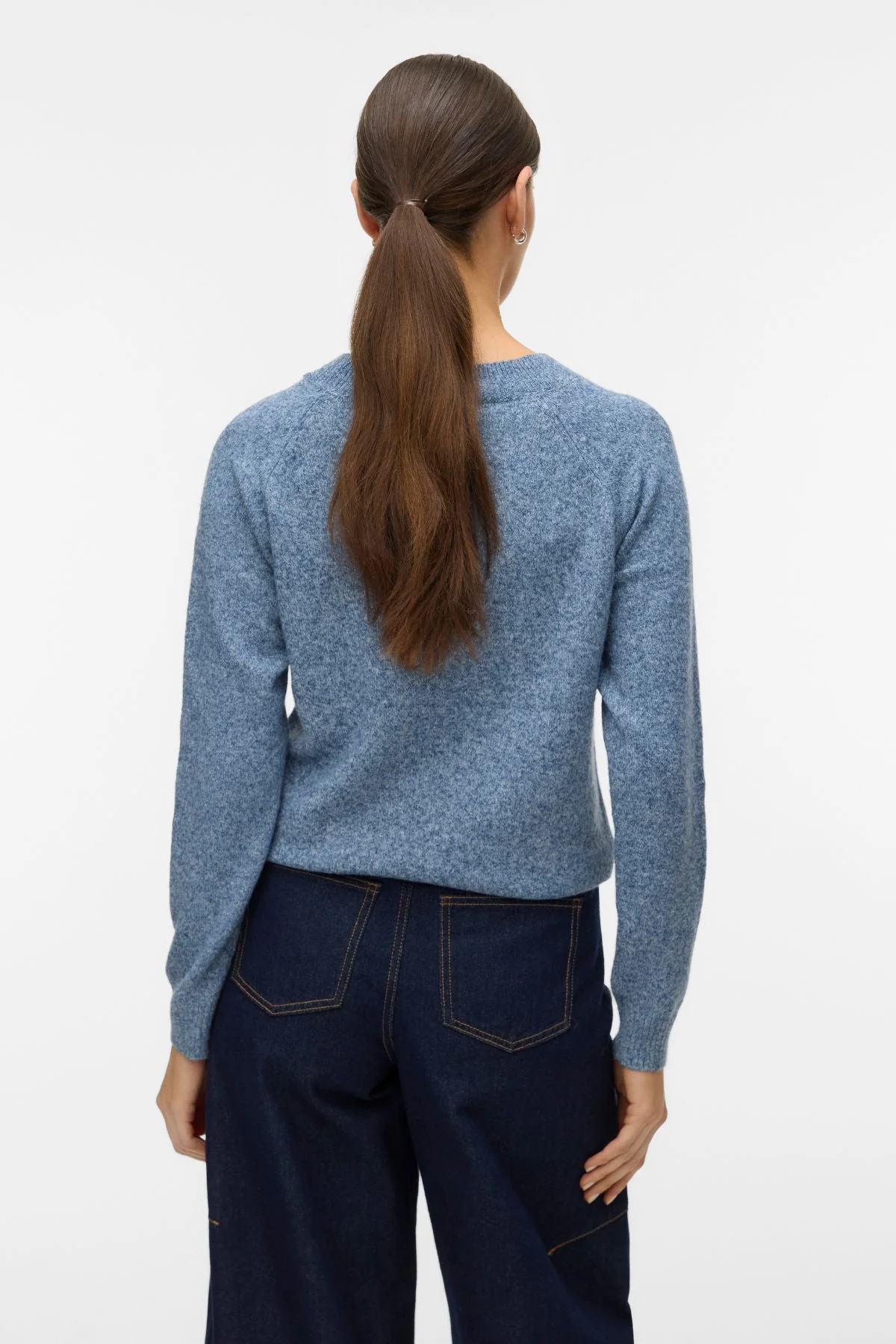 Doffy O-Neck Bluse - Dark Denim m. Weiße Melange - Image 3