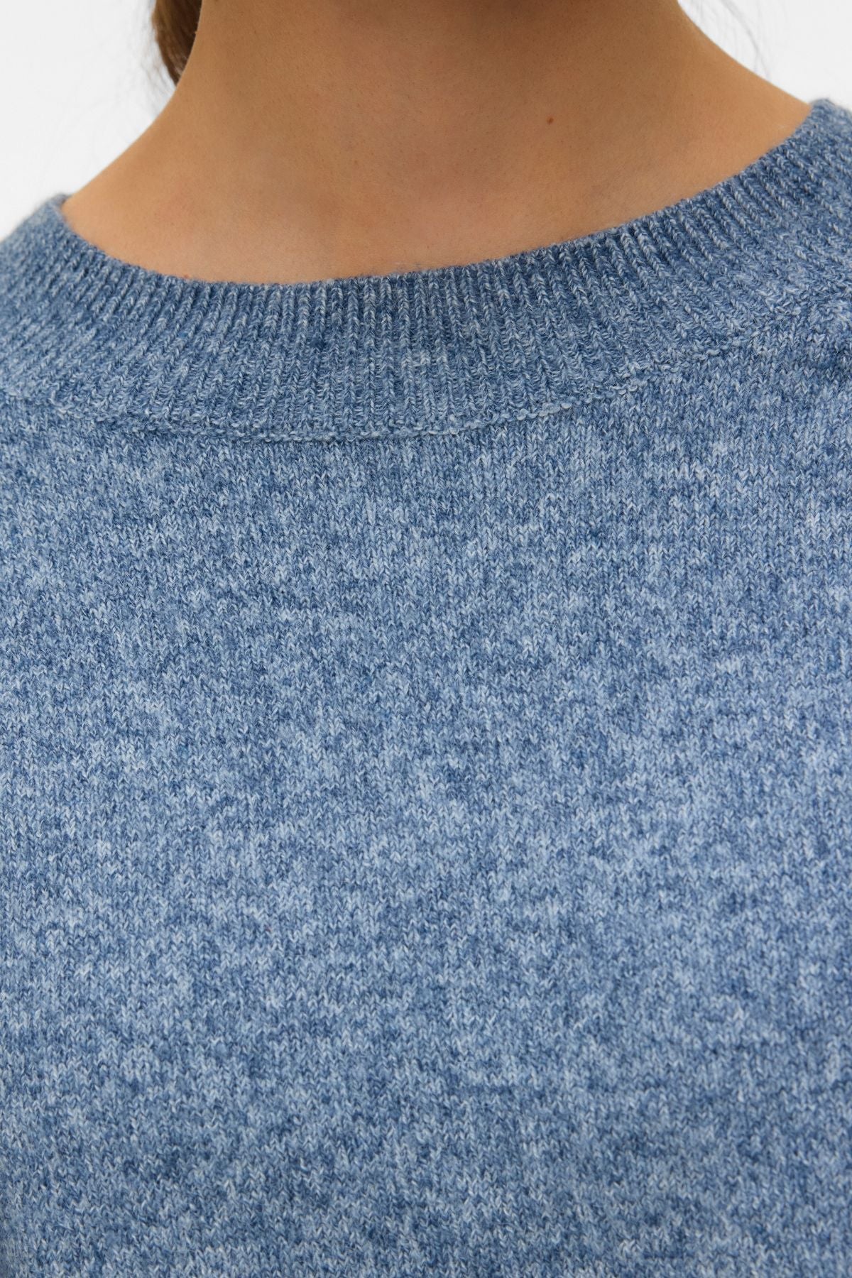Doffy O-Neck Bluse - Dark Denim m. Weiße Melange - Image 4