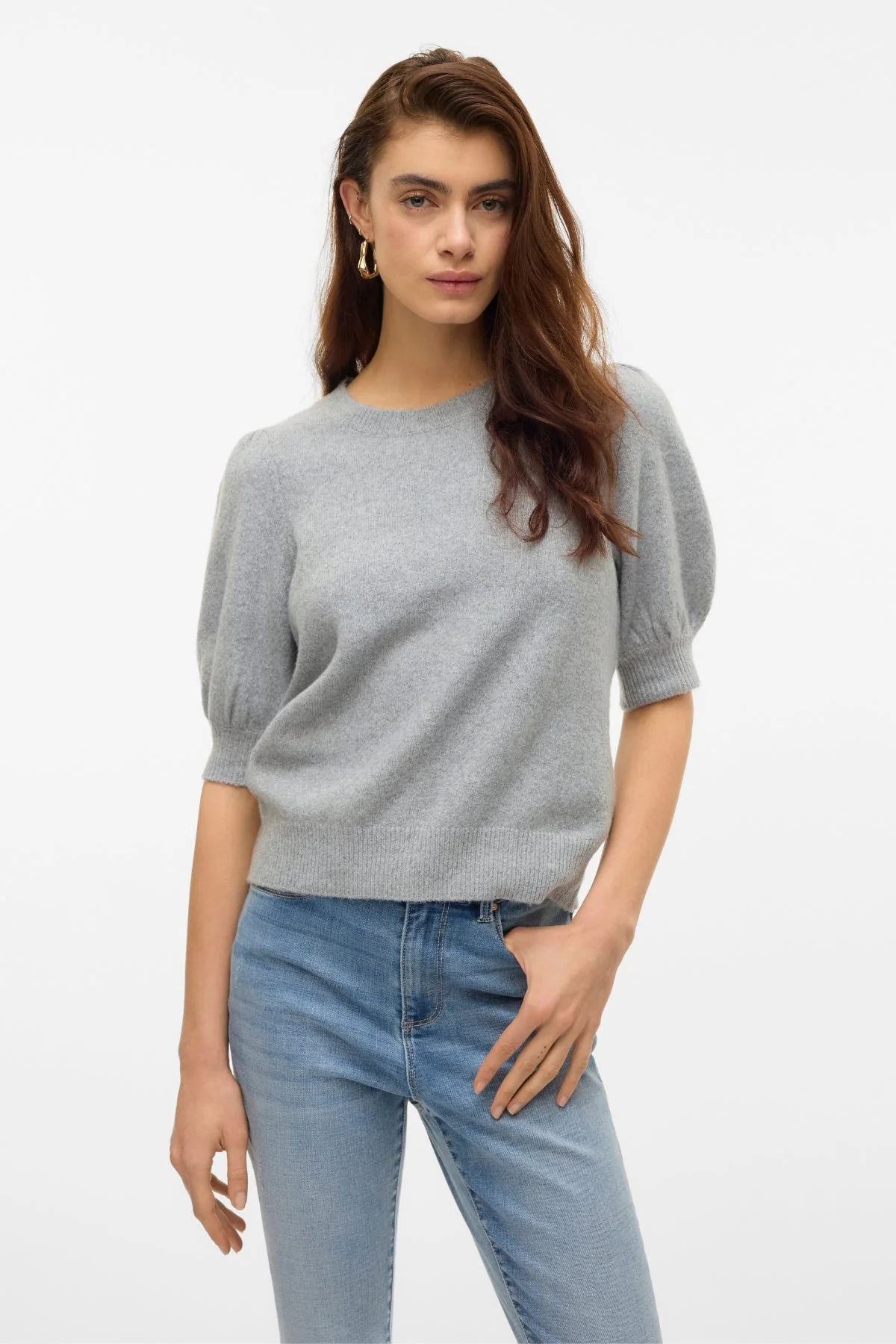 Doffy O-Neck Pullover - Hellgrau Melange