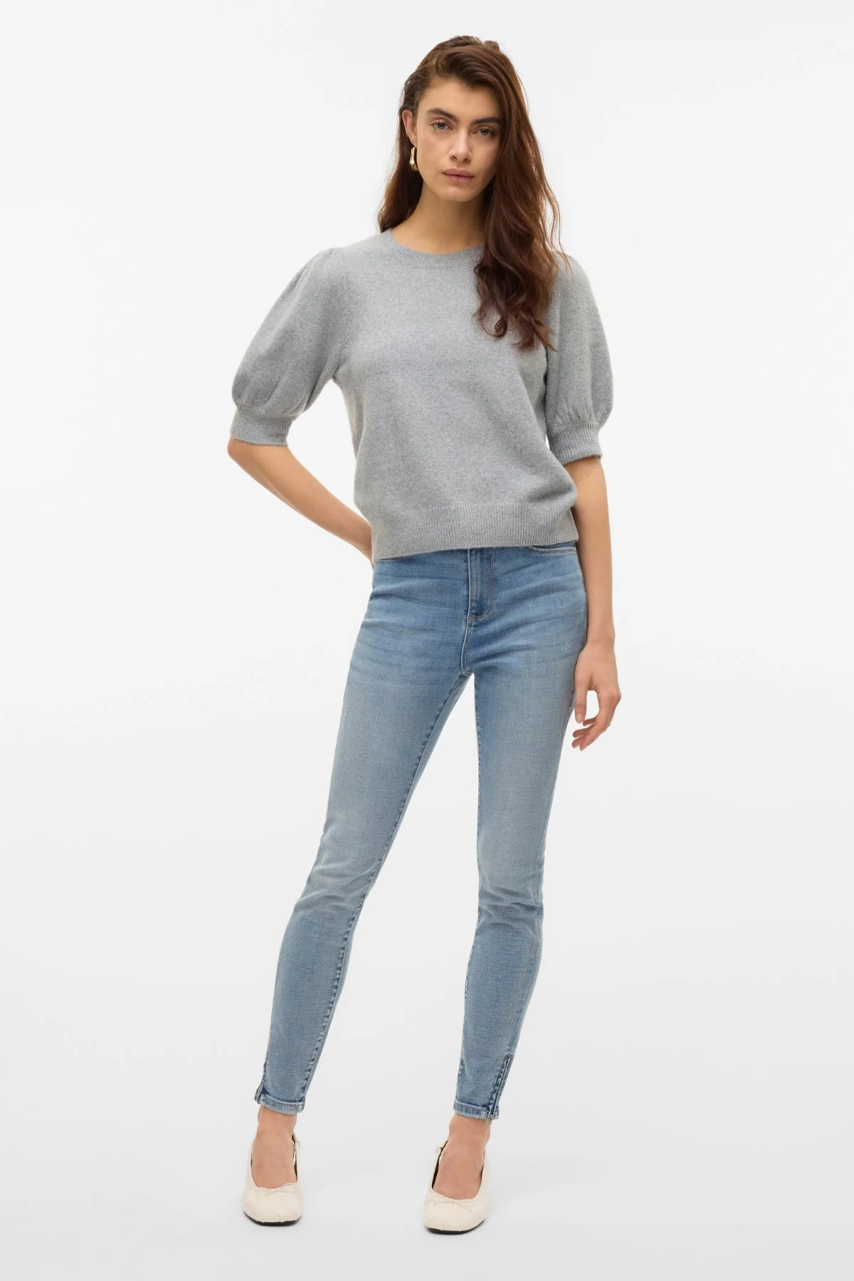 Doffy O-Neck Pullover - Hellgrau Melange - Image 2