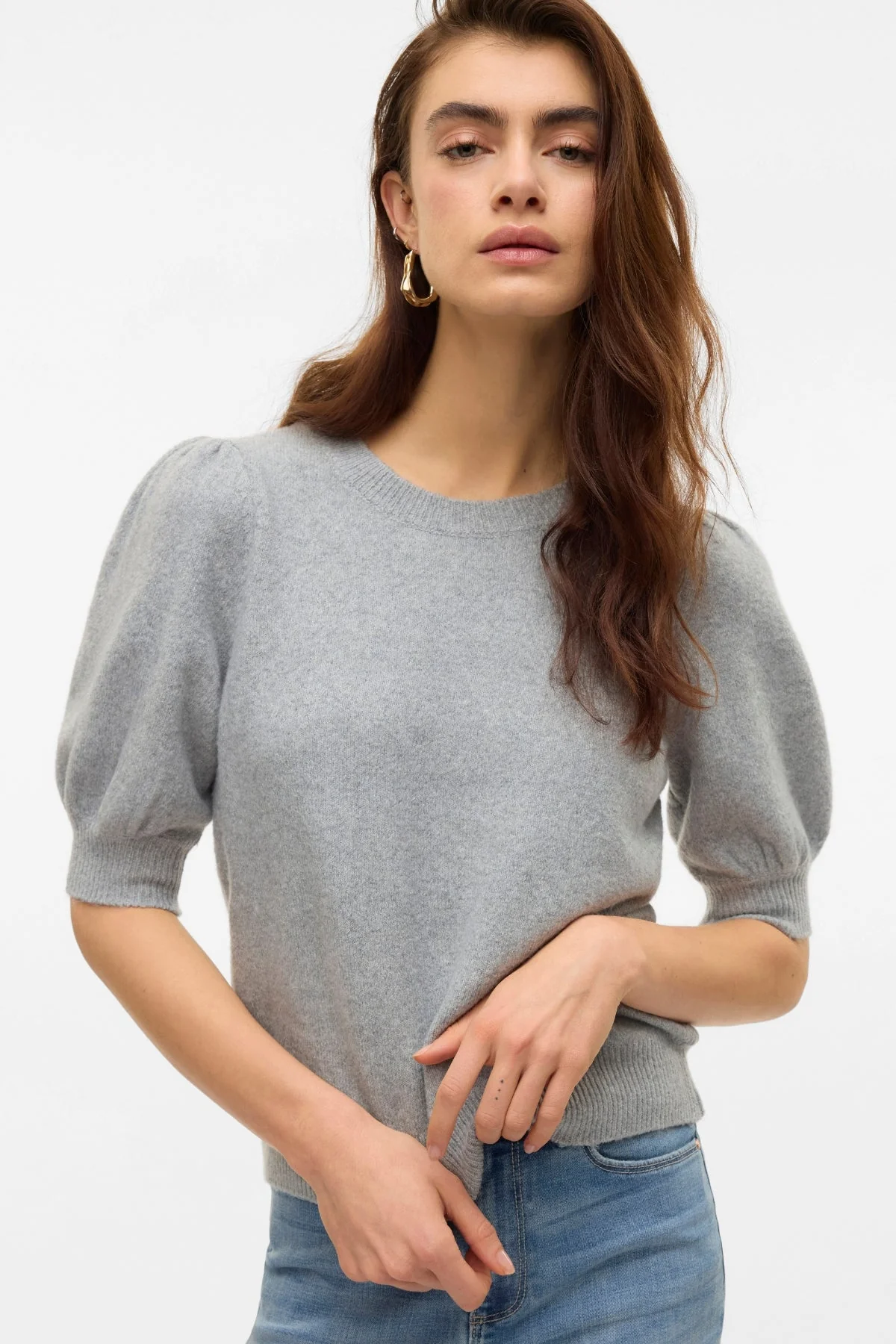 Doffy O-Neck Pullover - Hellgrau Melange - Image 3