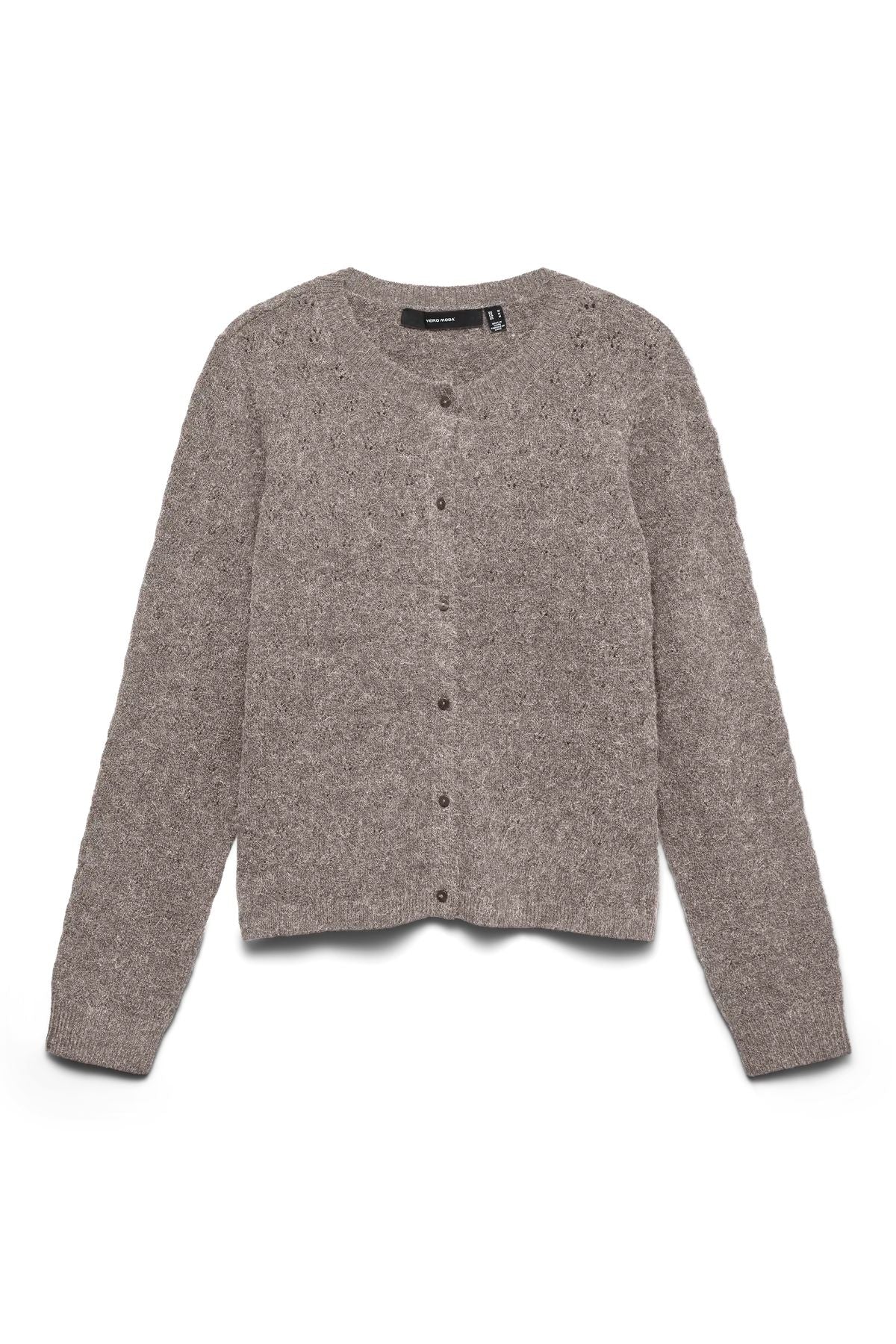 Doffy Stitch Langarm O-Neck Cardigan - Moon Rock Melange