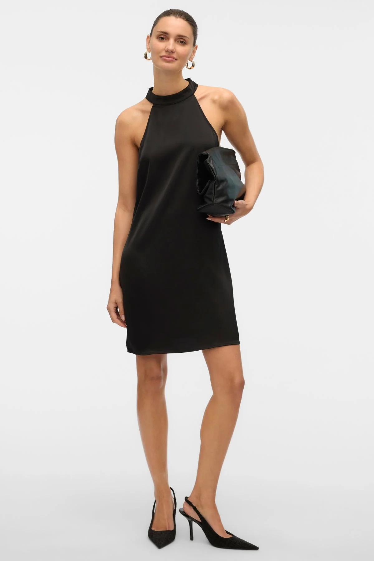 Elena Halter Neck Kurzkleid - Schwarz - Image 2