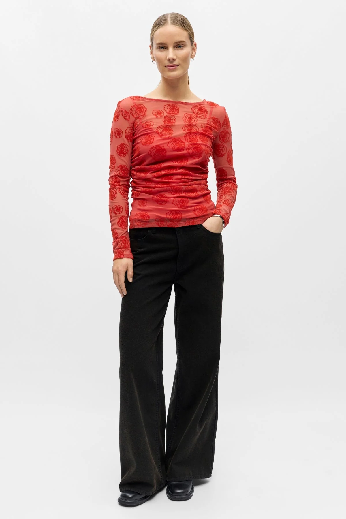 Elodie Top – Cranberry-Weihnachtsstern-Rosen - Image 2