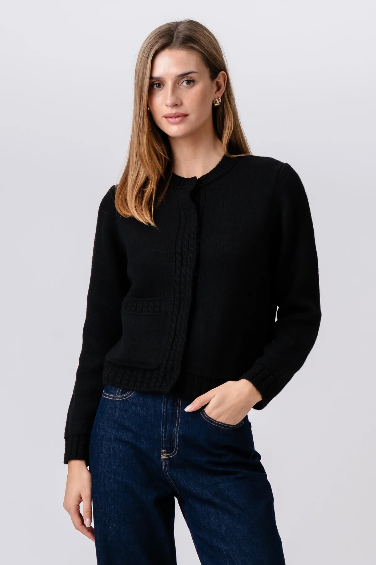 Emilie-Strickjacke - Schwarz