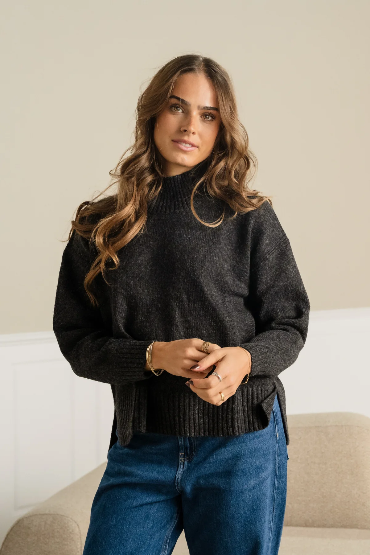 Emma Knit – Dunkelgrau Melange - Image 3