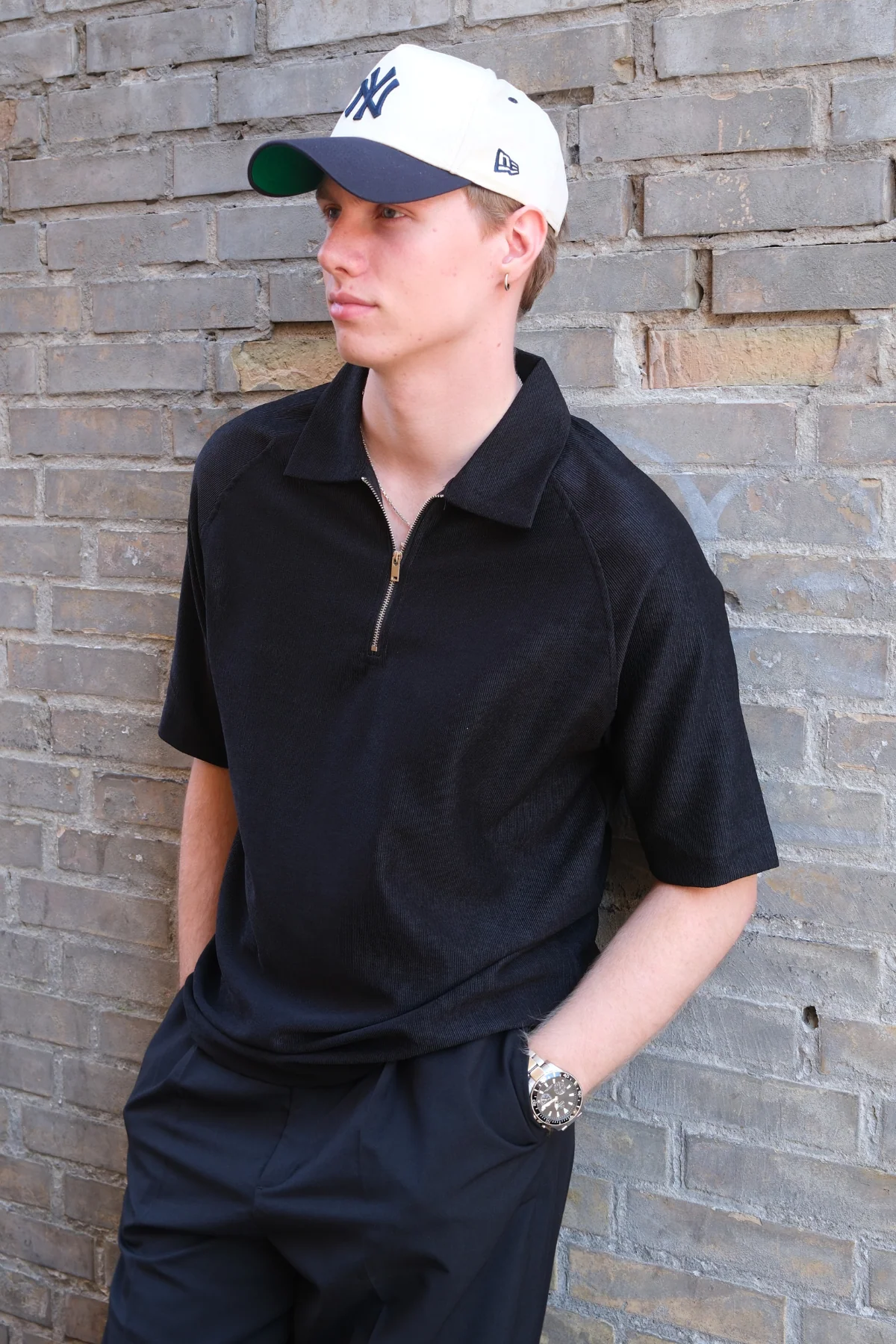 Enzo Kurzarm halbe Zip - Schwarz - Image 2