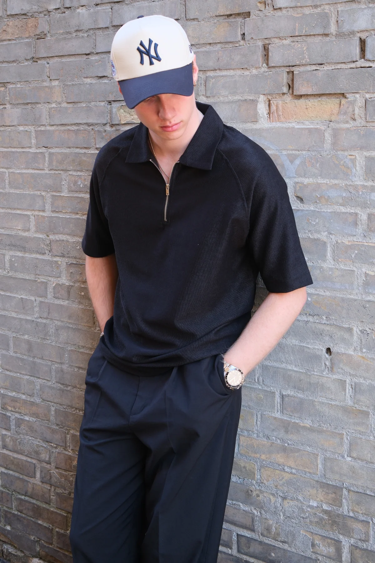 Enzo Kurzarm halbe Zip - Schwarz - Image 7